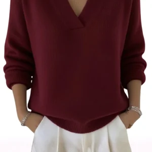 Léa | Pull Femme Élégant à Col V – Style Confortable et Idéal pour le Quotidien