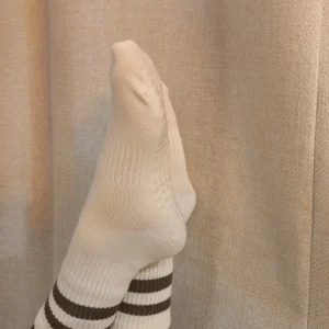 CHAUSSETTES HAUTES crème rayé marron