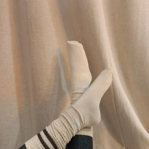 CHAUSSETTES mi-genou crème rayé marron