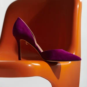 Escarpins Nieves en suède violet et talon haut - Maison Skorpios par Adriana Abascal