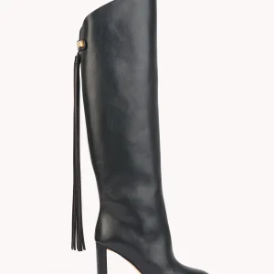 Bottes Adriana Cavallo noires à talons hauts en cuir piper - Maison Skorpios par Adriana Abascal