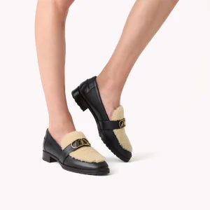 Mocassins Blair Aspen en cuir noir et peau lainée
