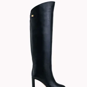 Bottes à talons Carolina en cuir nappa noir - Maison Skorpios par Adriana Abascal