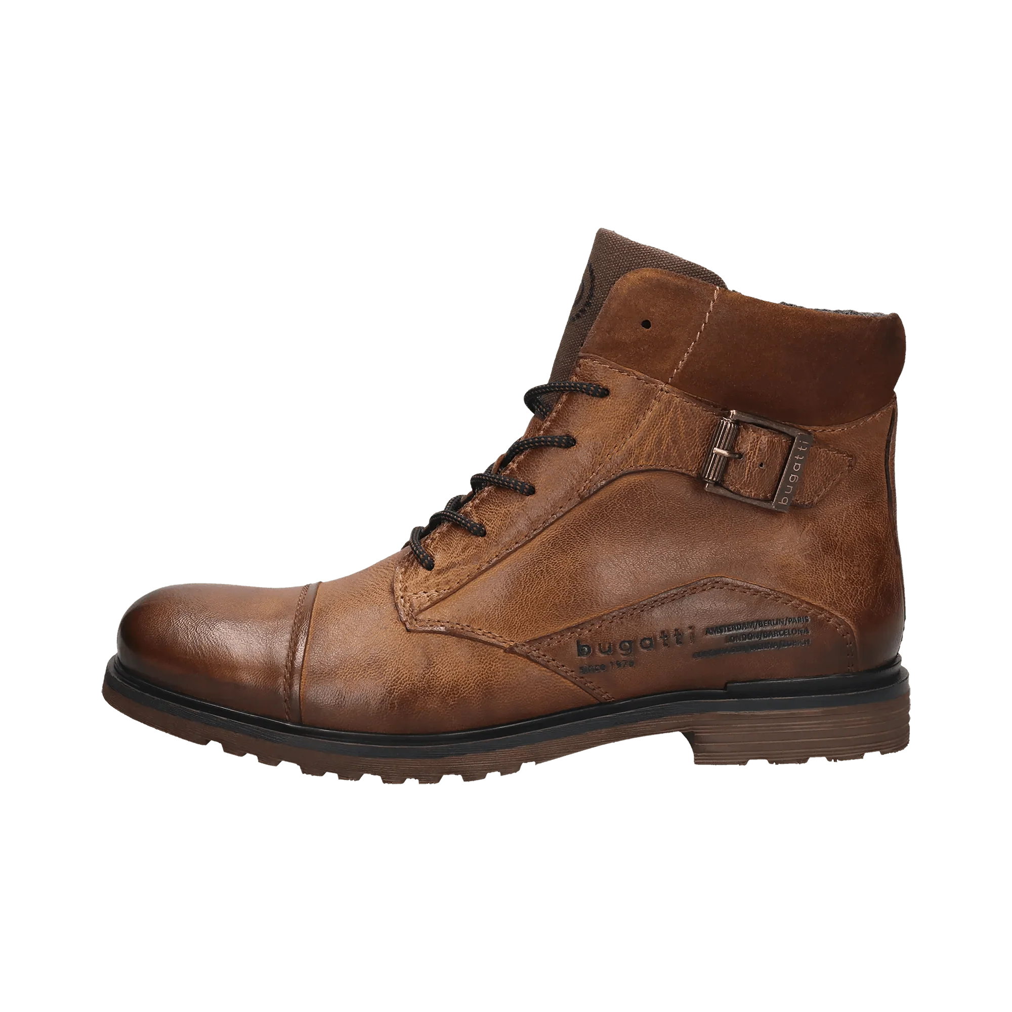 Leder Schnürstiefel cognac