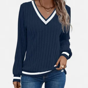Laurior | Pull Femme à Col en V et Manches Longues