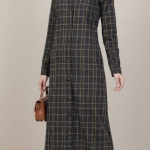 Abaya Femme À Carreaux Jaune