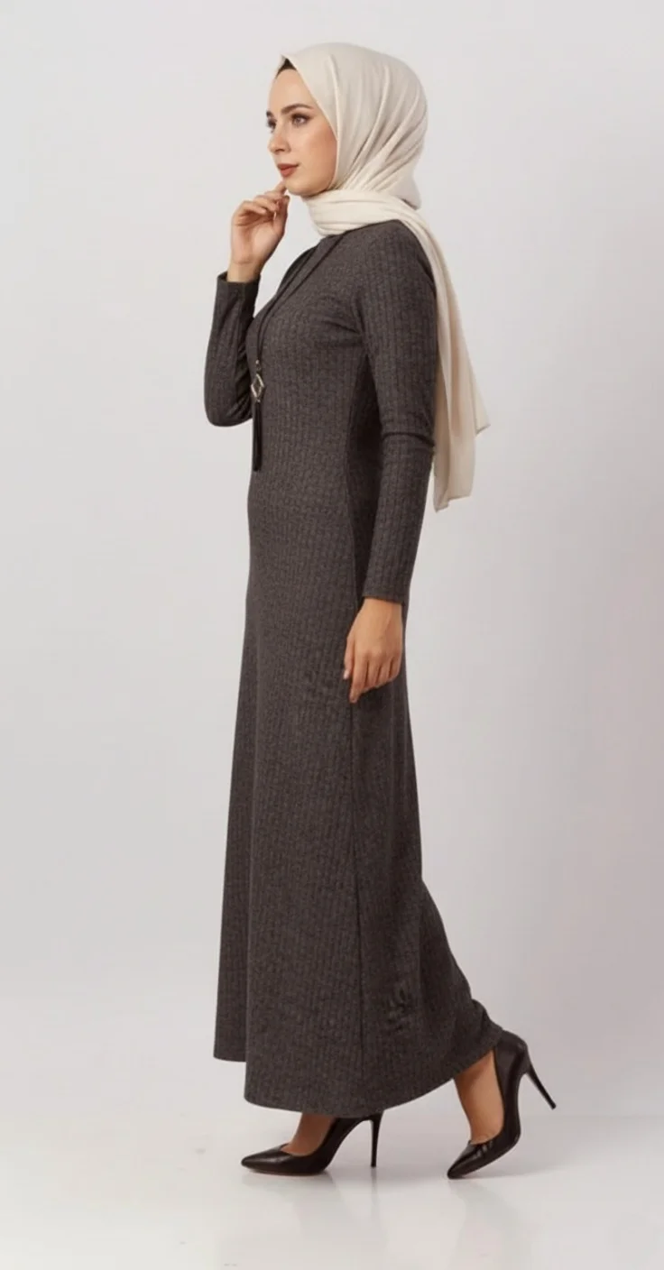 Abaya Légèrement Évasée Taupe – Image 2