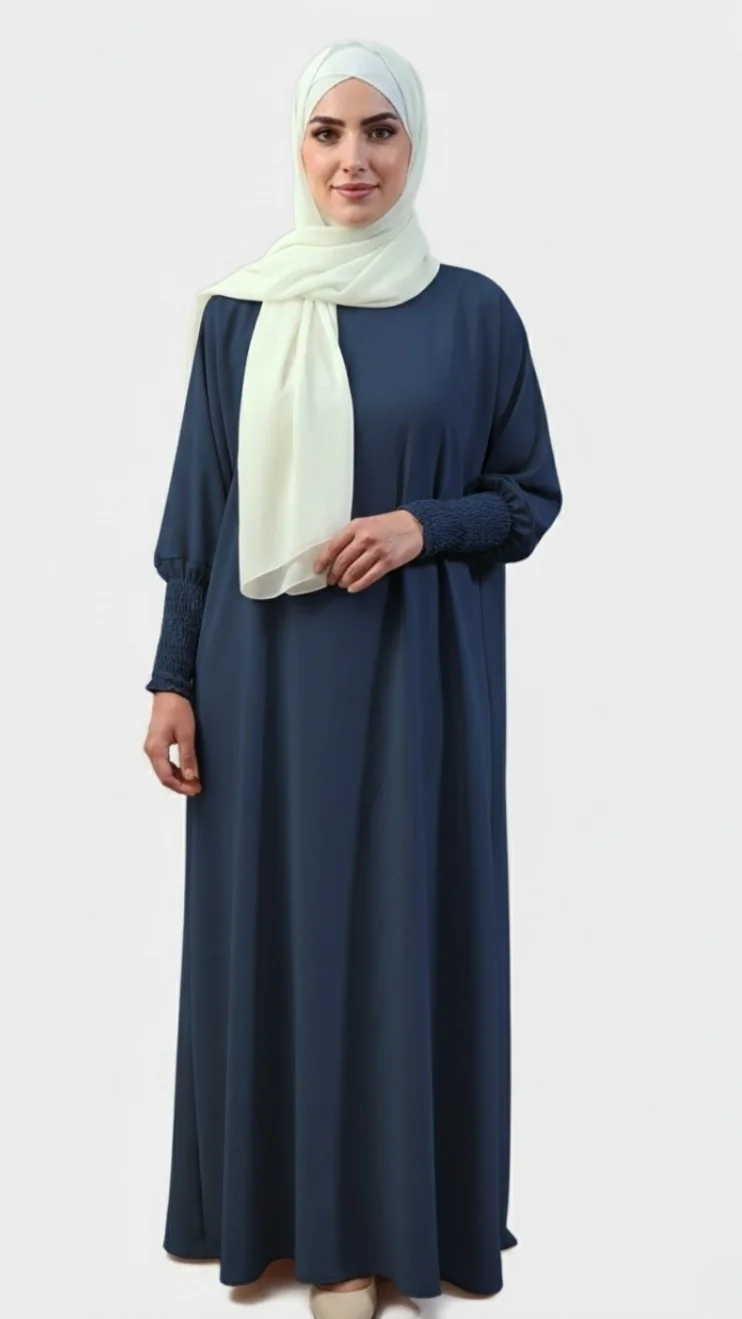 Abaya soie de médine Bleu Marine