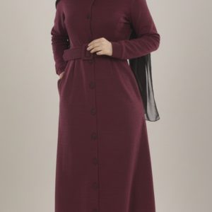 Abaya boutonnée Bordeaux