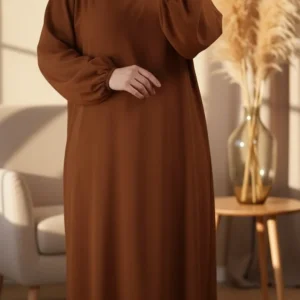 Robe Abaya voile integré Marron