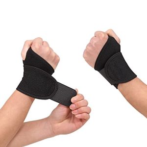 Attelle Bandage Poignet 1 Paire, Noir Poignet Musculation de Force Support Bandage élastique , Idéal pour Douleurs Articulaires, Entorses, Microtraumatismes Répétés, Tendinites et Blessures Sportives