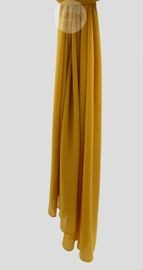 Hijab Mousseline Jaune Moutarde Premium Collection