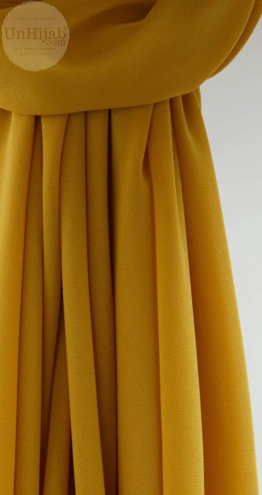 Hijab Mousseline Jaune Moutarde Premium Collection – Image 2