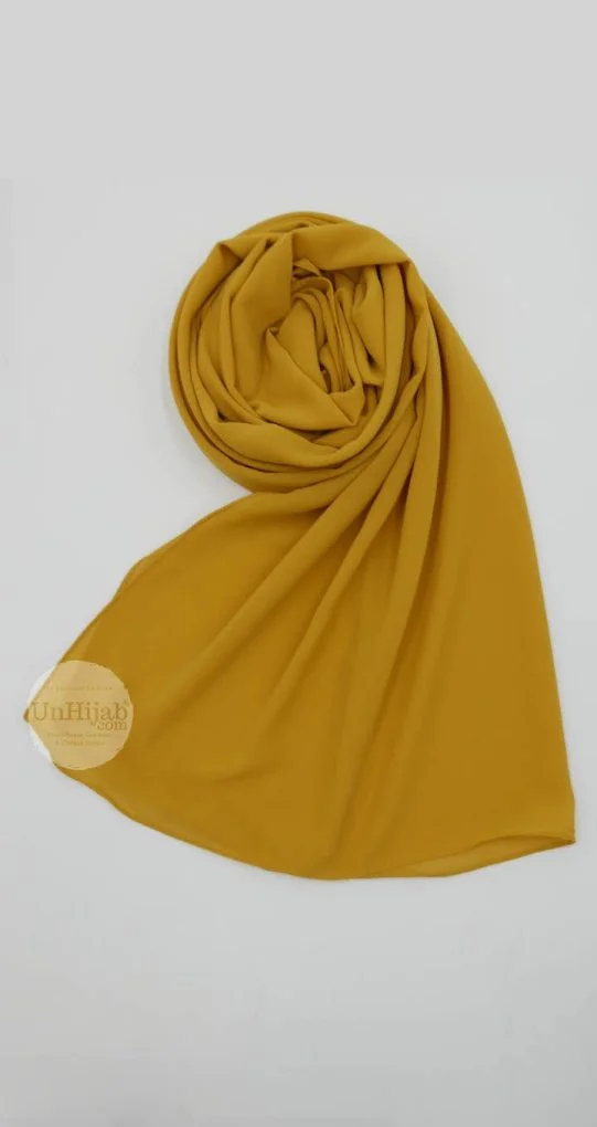 Hijab Mousseline Jaune Moutarde Premium Collection – Image 3