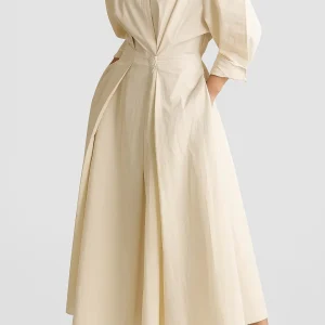 Luna | Élégante Robe Chemise Femme Longue à Manches Trois-Quarts