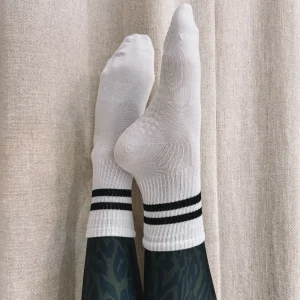 CHAUSSETTES HAUTES ANTI-DÉRAPANTES blanches et noires