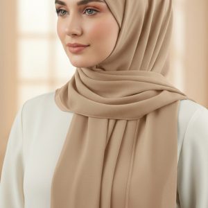 Hijab Mousseline Beige Premium Collection