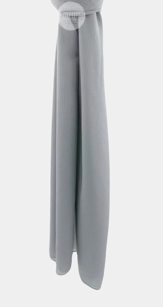 Silver Hijab Mousseline Froissé
