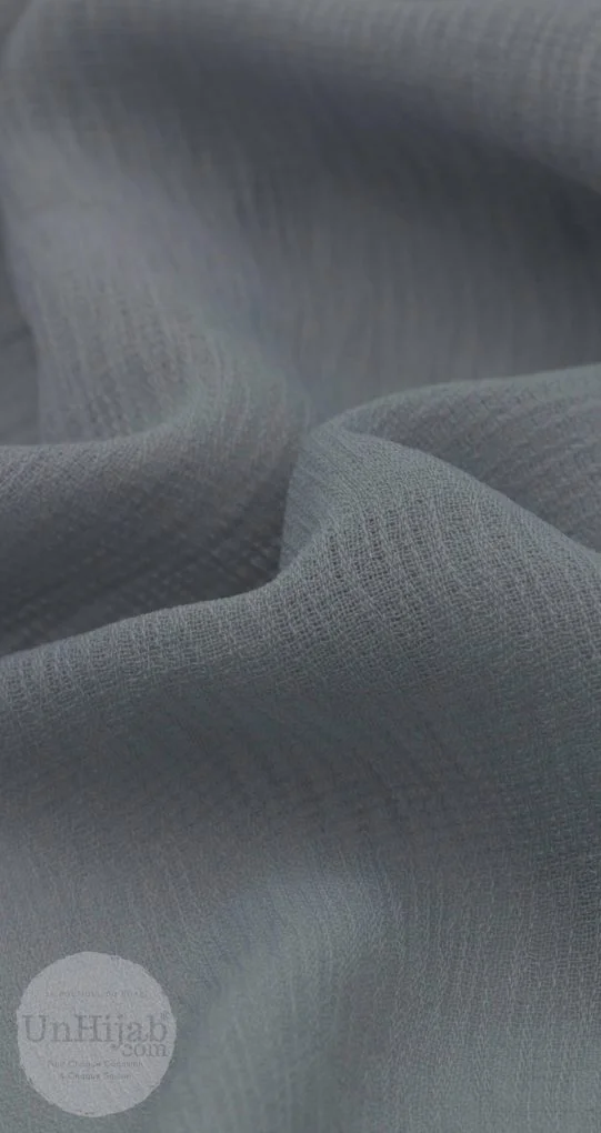 Gris Hijab Mousseline Froissé – Image 4