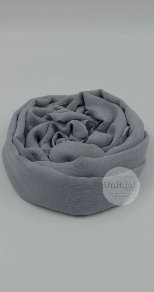 Gris Hijab Mousseline Froissé – Image 2