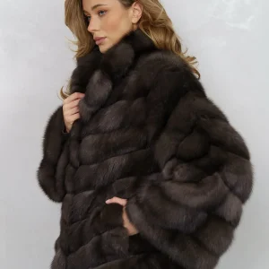 Veste fausse fourrure sable violette