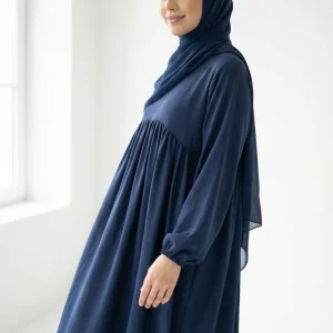 Abaya Bleu Marine Soie de Médine