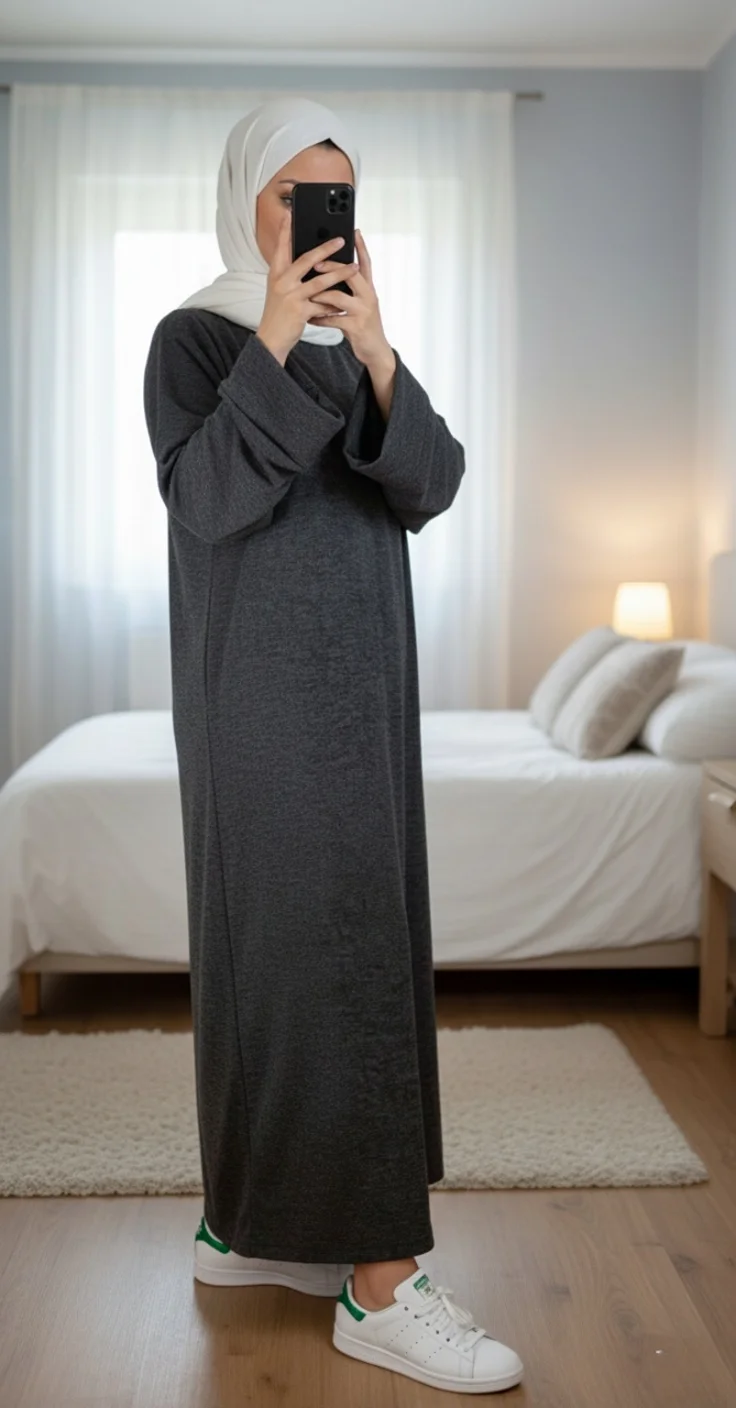 Robe Pull Longue Femme Gris Foncé