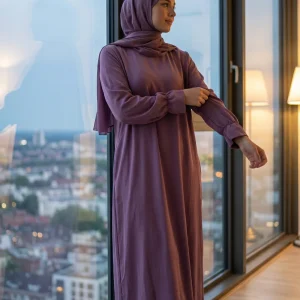 Abaya Mauve Jazz  Manches Volant