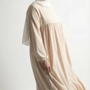 Abaya Soie de Médine évasée Beige