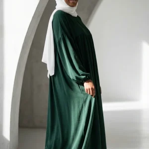 Abaya Soie de Médine évasée Vert Sapin