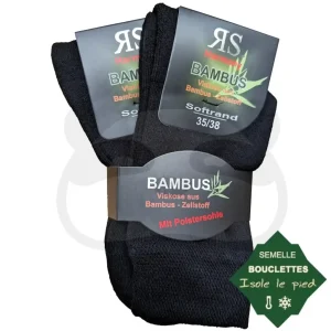 Chaussettes Semelles Bouclettes Bambou - 2 Paires Amortissantes
