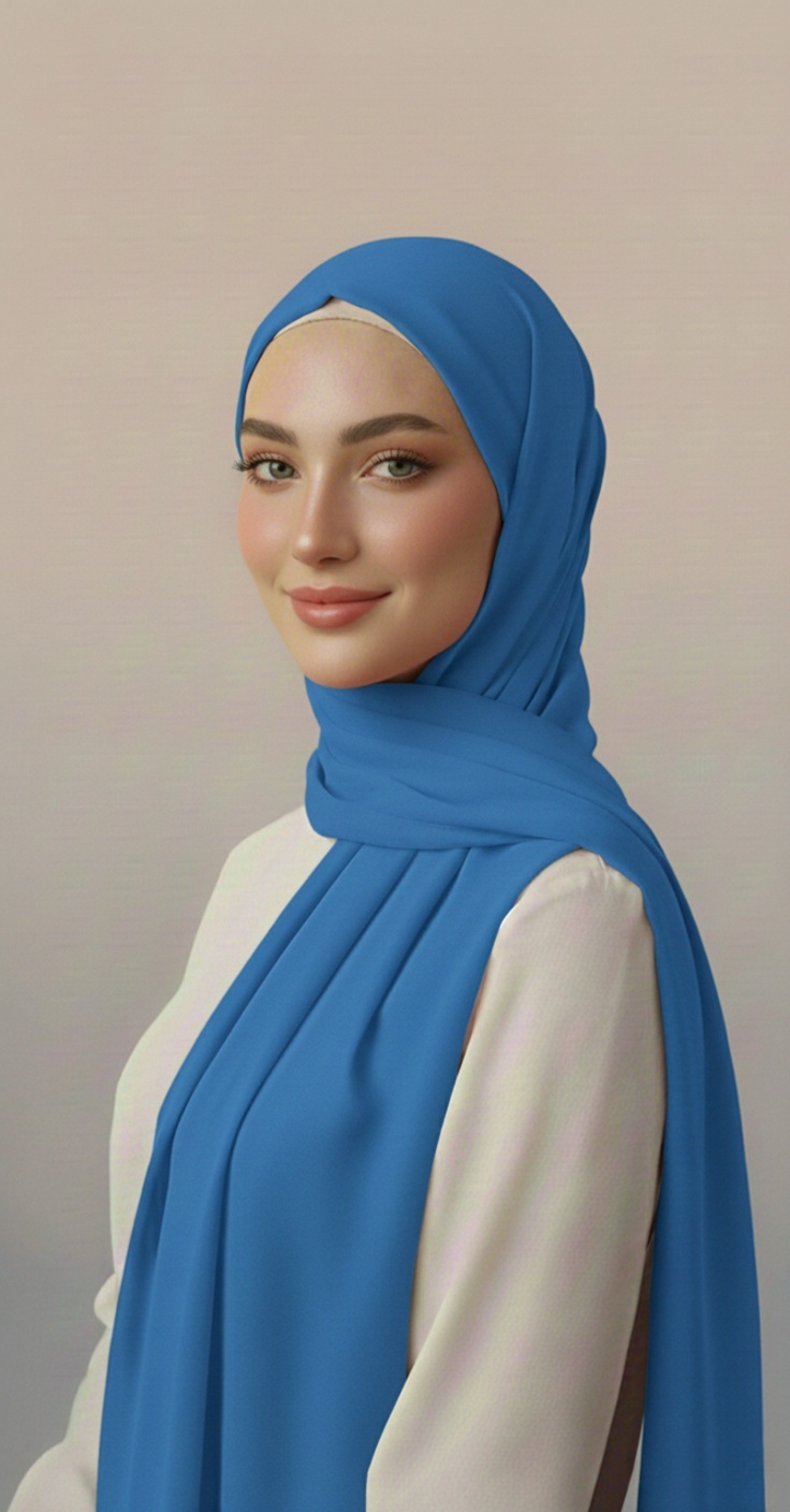 Hijab Mousseline RoyalBlue Premium Collection