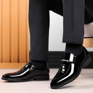 Mocassins Homme Cuir Verni - Chaussures Italiennes Sans Lacets pour un Style Élégant