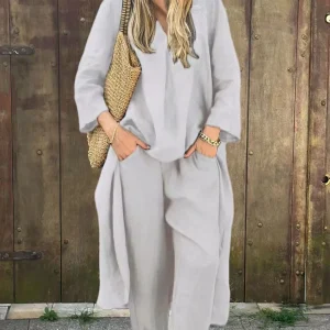 Ensemble 2 pièces à col en V et poches