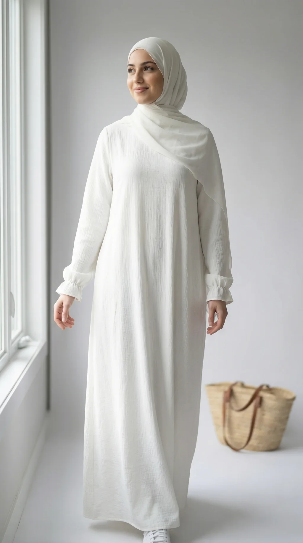 Robe abaya jazz blanche – Image 2