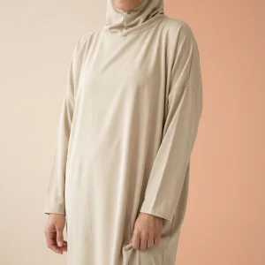 Robe De Prière Beige en soie de medine