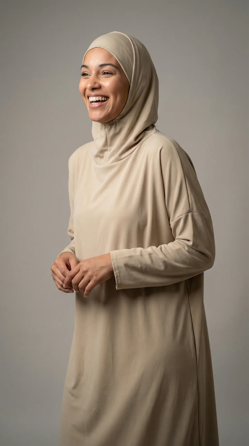 Robe De Prière Beige en soie de medine – Image 2