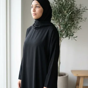 Robe De Prière Noire en soie de medine