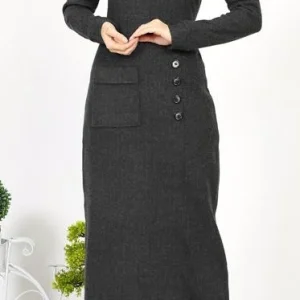 Abaya Robe en tricot gris foncé