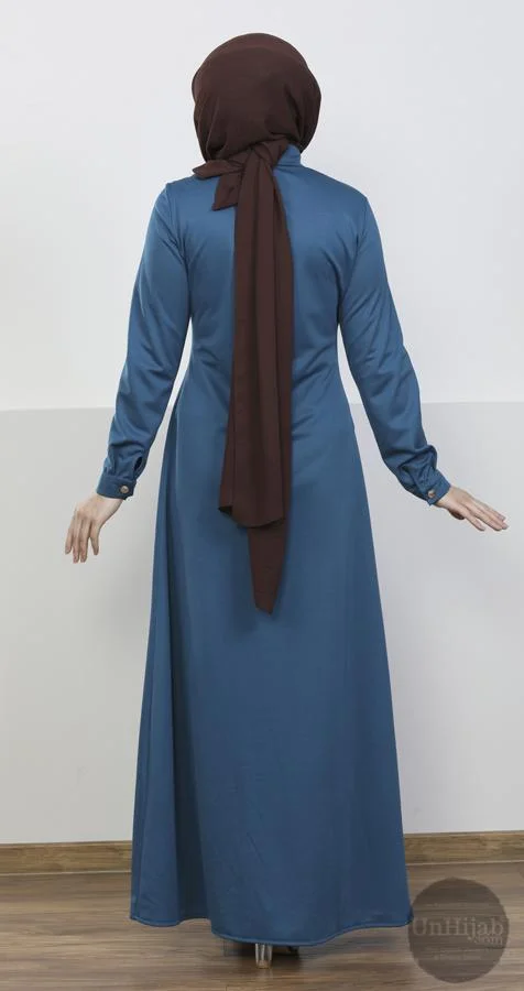 Robe Longue Boutonnée Bleu Denim – Image 3