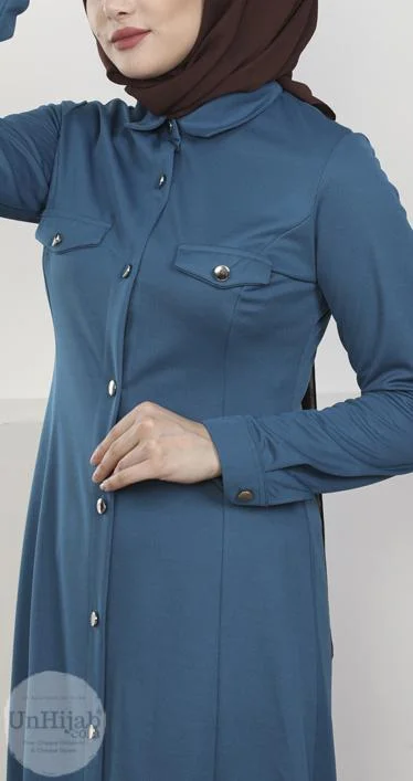 Robe Longue Boutonnée Bleu Denim – Image 2