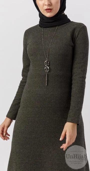Abaya légèrement évasée Kaki – Image 2